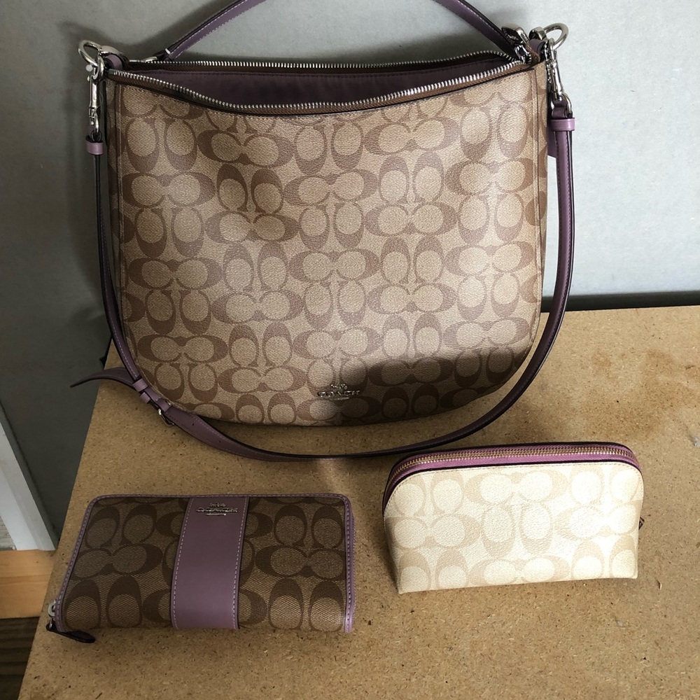 Authentic Coach purse, wallet, and pouch set